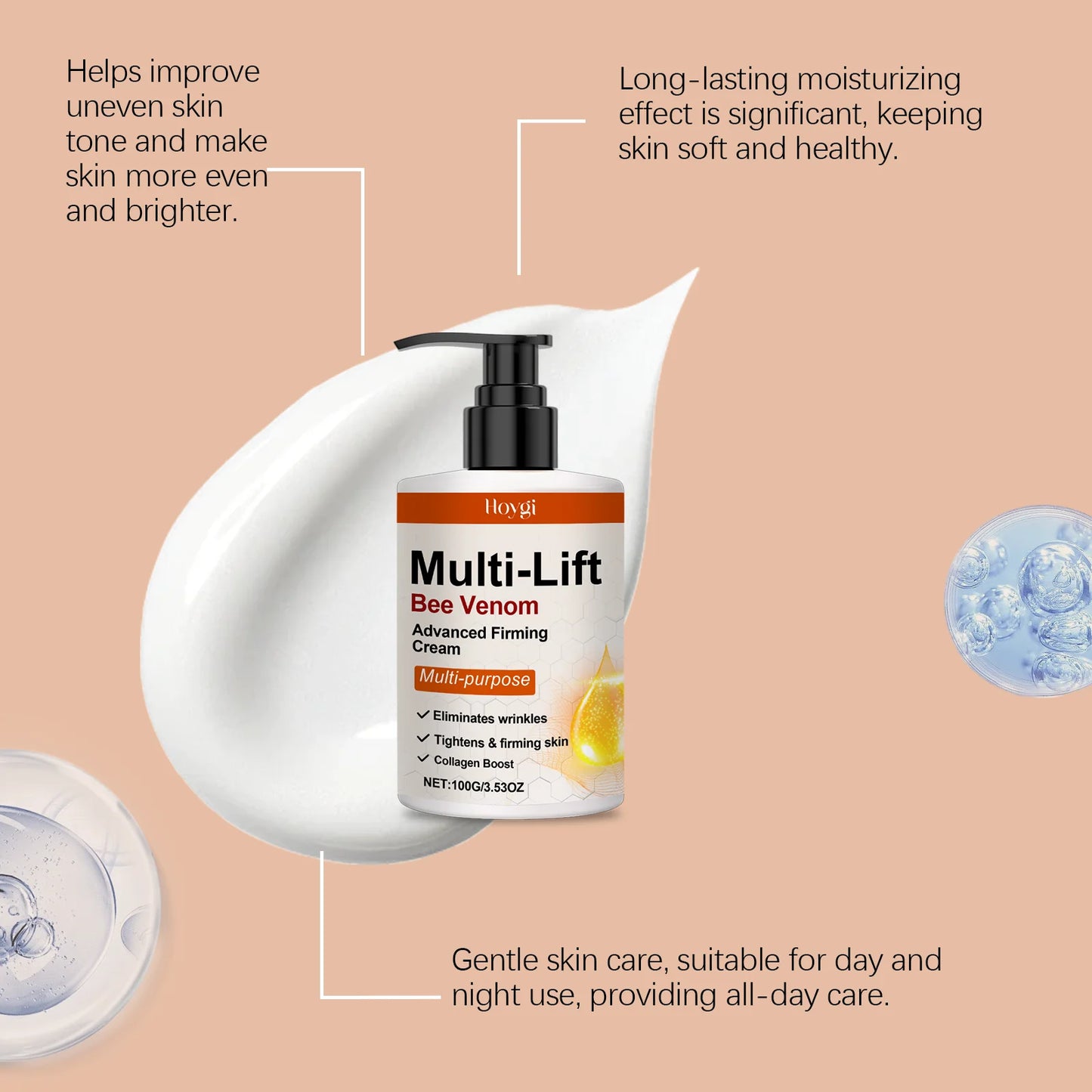 Creme de veneno de abelha para corpo, multi-lifting, reduz a flacidez da pele, anti-rugas, modelador de gordura curvada, firmador de nádegas, loção de massagem corporal