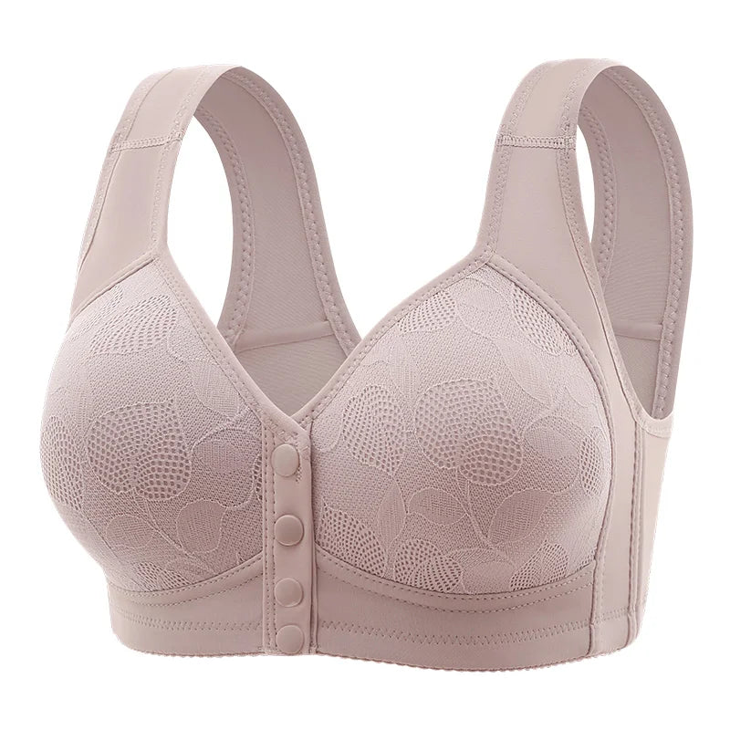Sutiã de fechamento frontal feminino moda menina lingerie push up bralette roupa interior confortável sem anel de aço respirável mãe sutiã