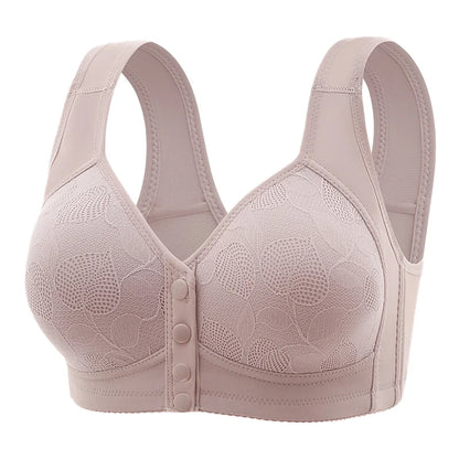 Sutiã de fechamento frontal feminino moda menina lingerie push up bralette roupa interior confortável sem anel de aço respirável mãe sutiã