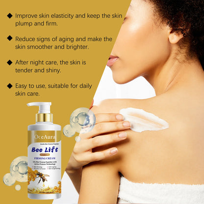 Abelha endurecimento creme corporal remoção de rugas linhas finas melhorar a flacidez da pele aumentar a elasticidade massagem iluminar levantamento loção corporal