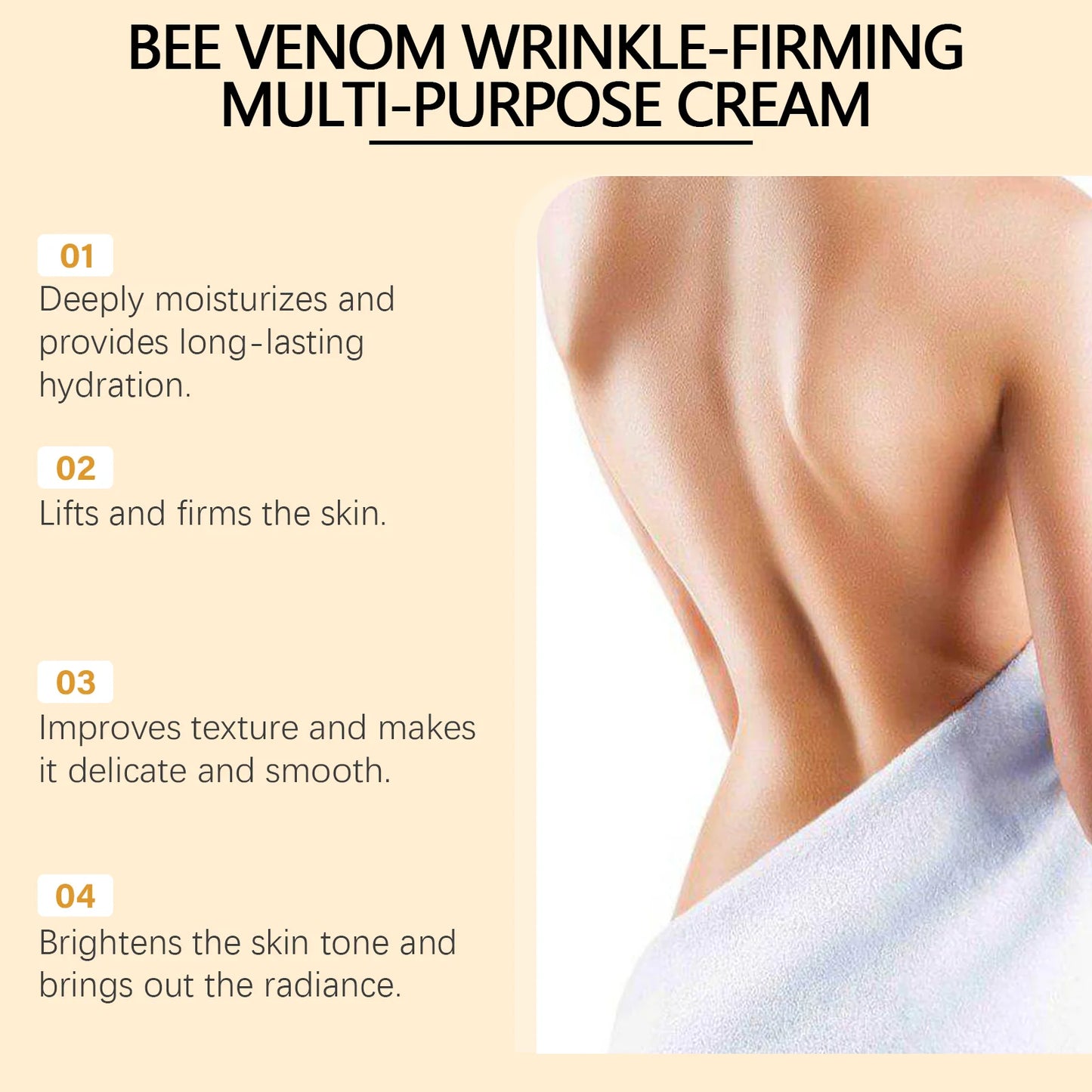 Creme firmador de veneno de abelha para flacidez da pele, removedor anti-rugas, reduz linhas finas, hidratante, creme multiuso de venenos de abelha